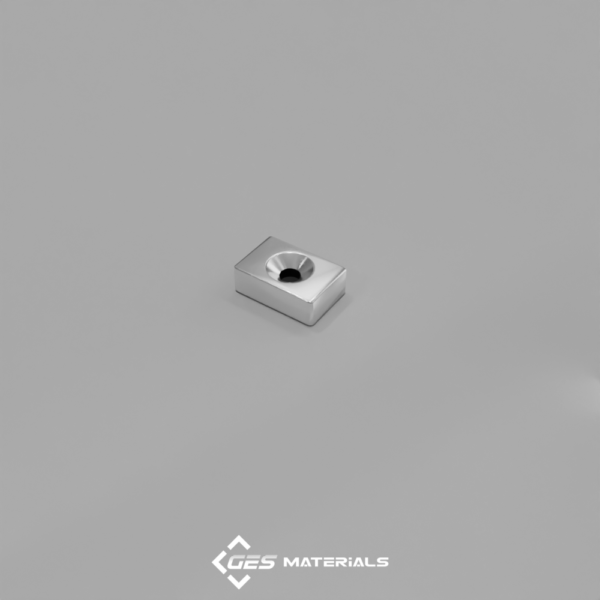 3/4 x 1/2 x 1/4 Countersunk Block Magnet (#6 screw) | BC84DCS-N52 Magnets