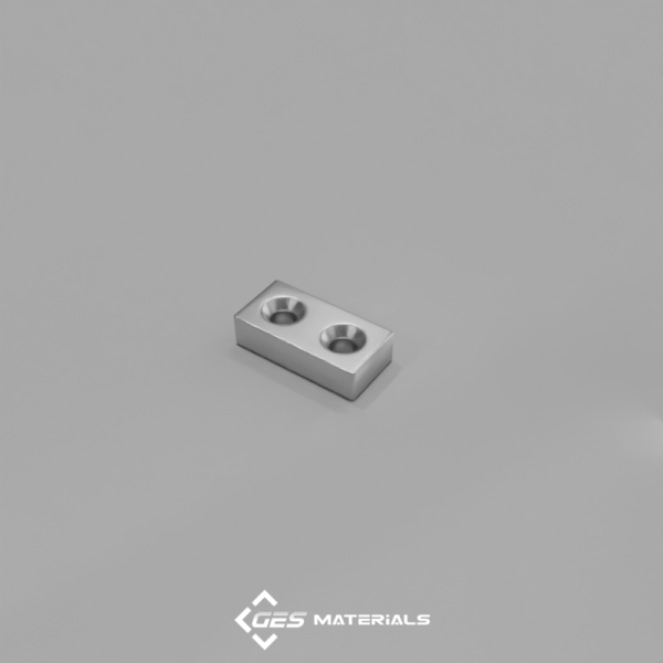 1 x 1/4 x 1/2 Inch Countersunk Block Magnet (#6 screw) | BX048CS-N42 Magnets