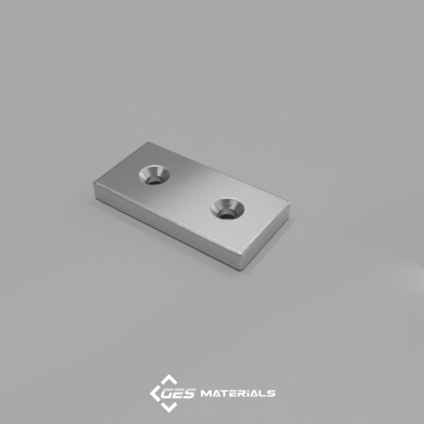 2 x 1 x 1/4 Inch Countersunk Block Magnet (#8 screw) | BY0X04DCS N42 Magnets