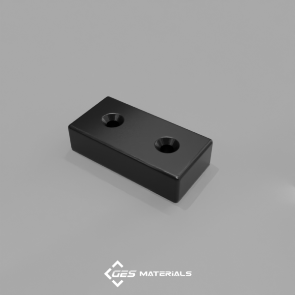 2 x 1 x 1/2 Inch Plastic Coated Countersunk Block Magnet (#8 screw) |  BY0X08DCSPC-BLK N42 Magnets